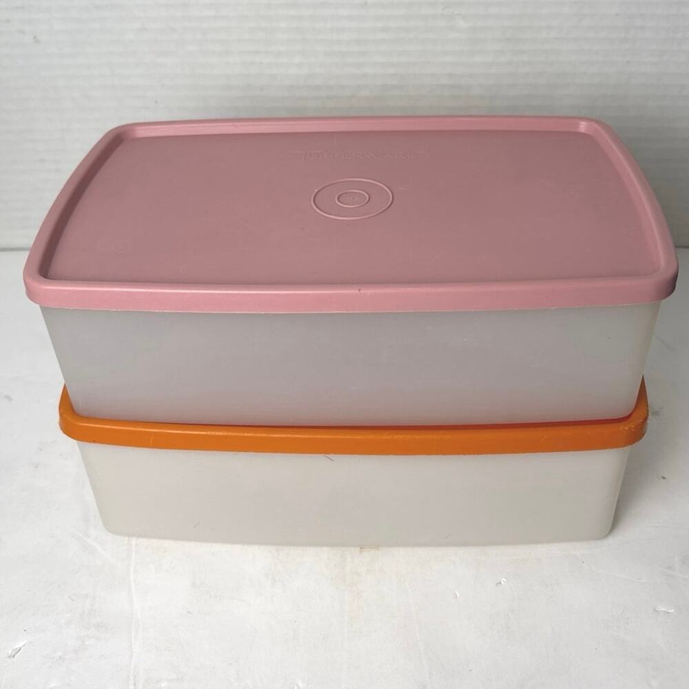 Vintage Tupperware Pac N Store Rectangle Sheer Container 713-14 713 Lot of 2 - Picture 2 of 6
